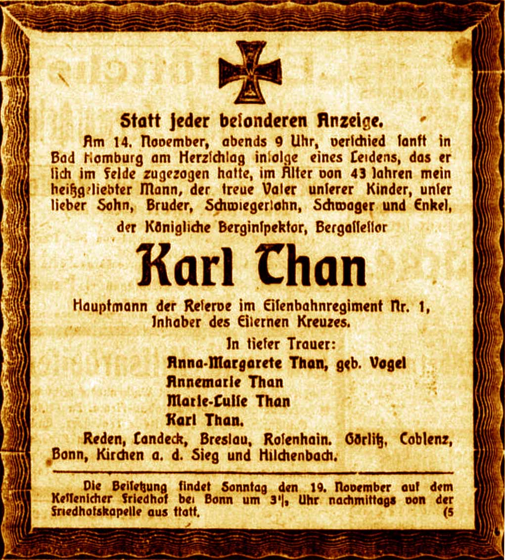 Anzeige im General-Anzeiger vom 17. November 1916