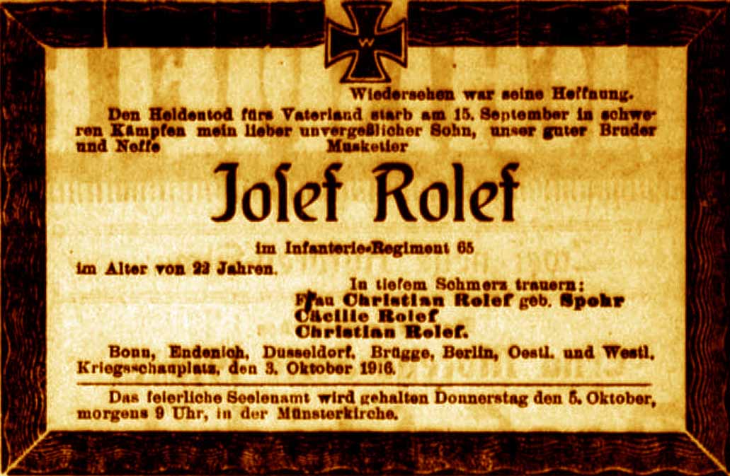 Anzeige im General-Anzeiger vom 3. Oktober 1916