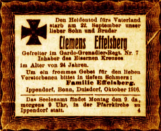 Anzeige im General-Anzeiger vom 5. Oktober 1916