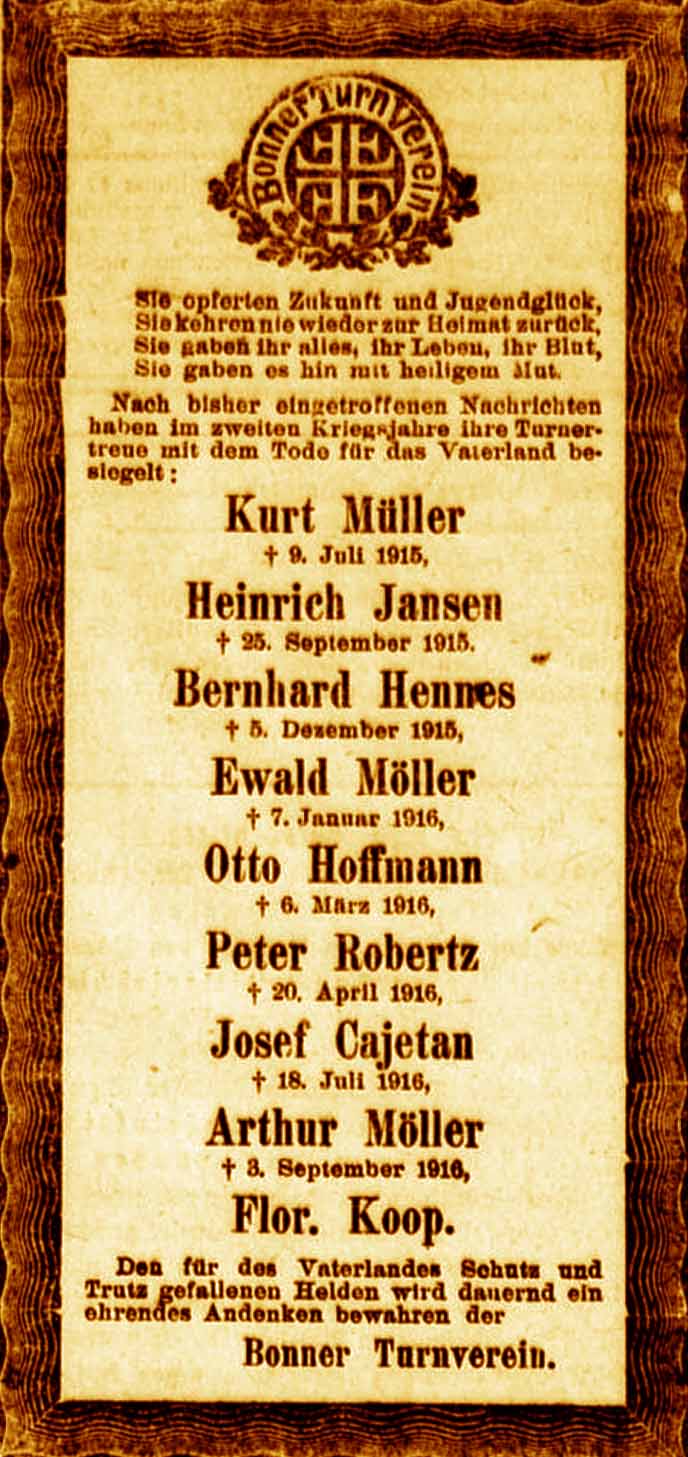 Anzeige im General-Anzeiger vom 8. Oktober 1916
