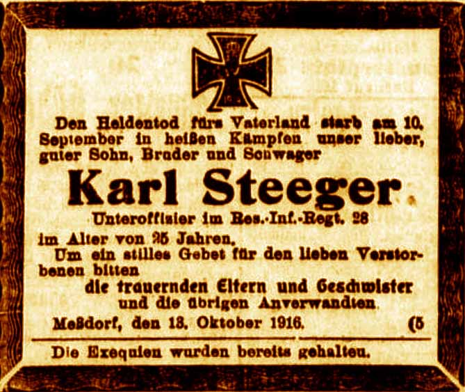 Anzeige im General-Anzeiger vom 13. Oktober 1916