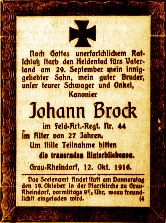 Anzeige im General-Anzeiger vom 13. Oktober 1916