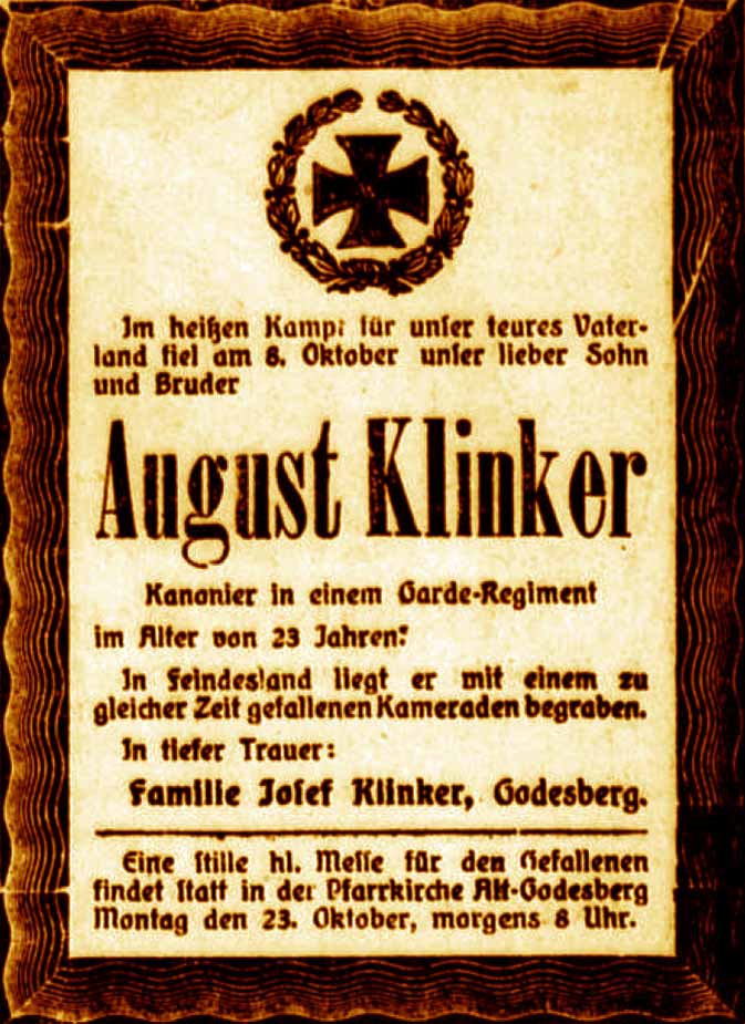 Anzeige im General-Anzeiger vom 17. Oktober 1916