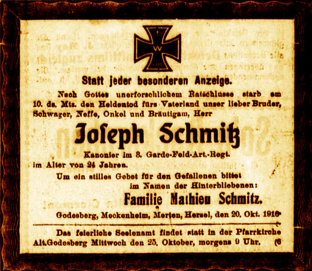 Anzeige im General-Anzeiger vom 21. Oktober 1916