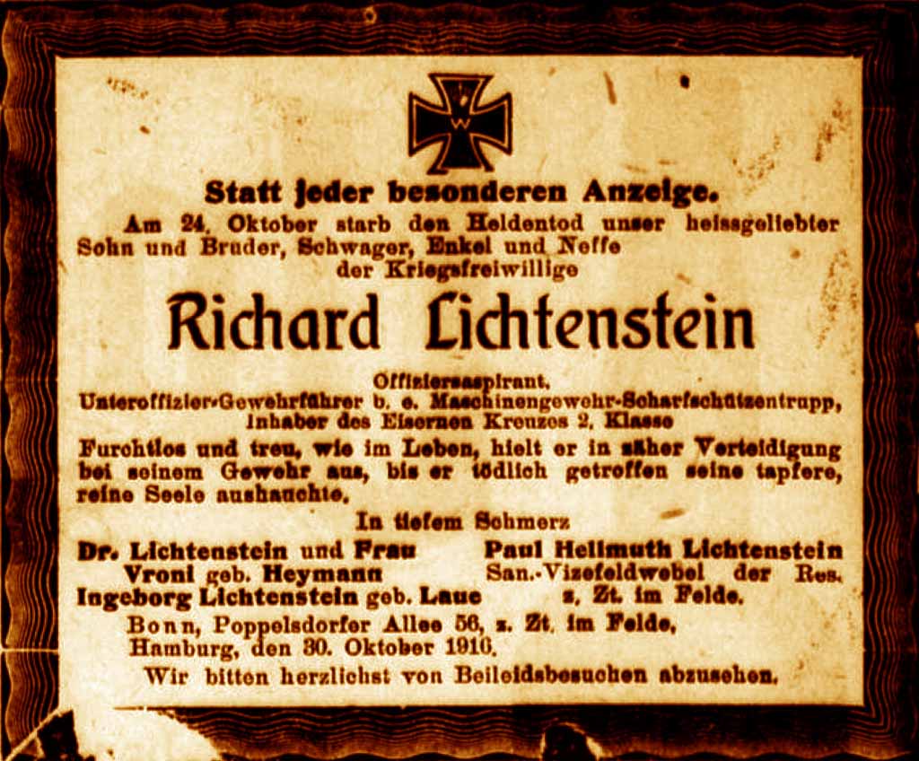 Anzeige im General-Anzeiger vom 31. Oktober 1916