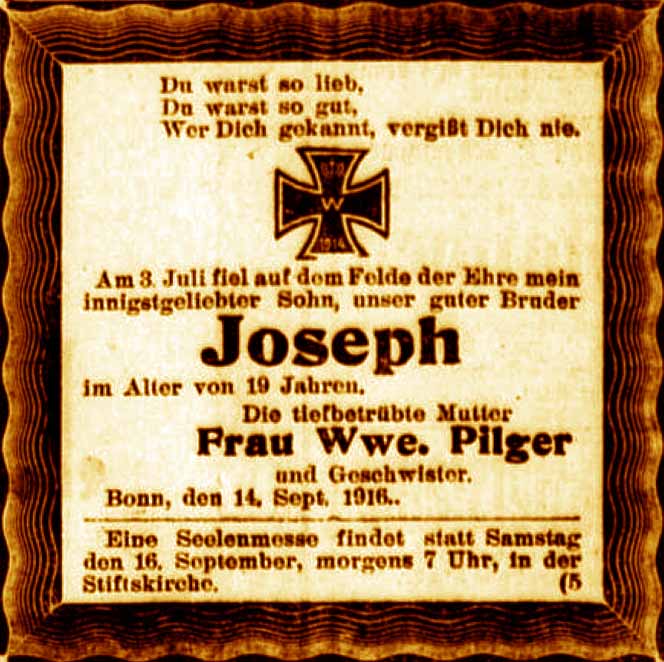 Anzeige im General-Anzeiger vom 15. September 1916