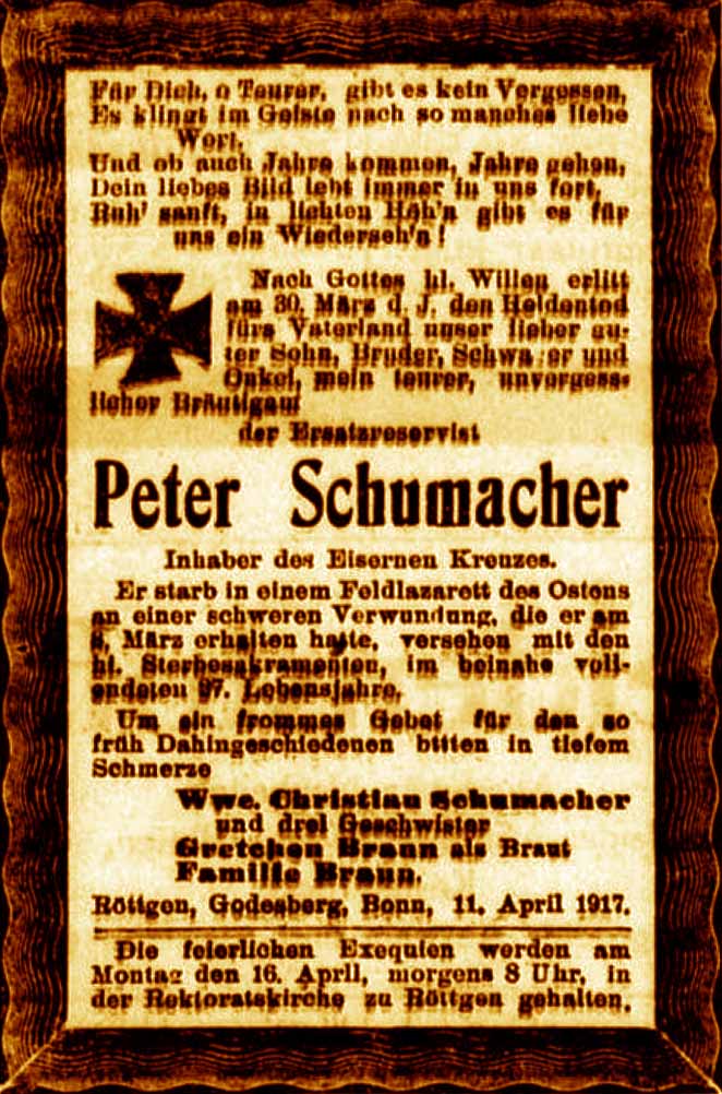 Anzeige im General-Anzeiger vom 11. April 1917