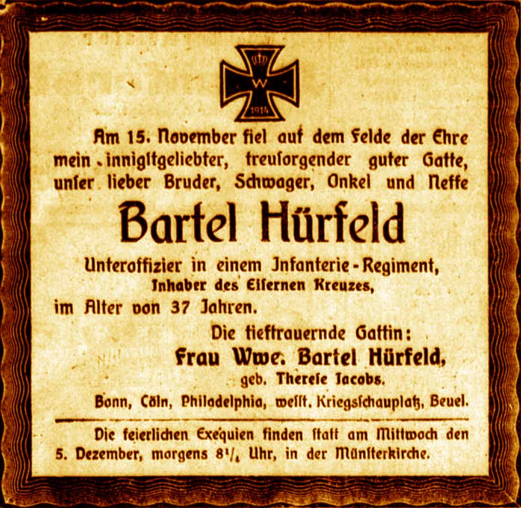 Anzeige im General-Anzeiger vom 2. Dezember 1917