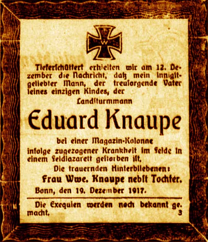 Anzeige im General-Anzeiger vom 19. Dezember 1916
