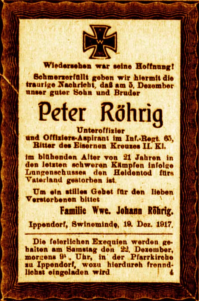 Anzeige im General-Anzeiger vom 20. Dezember 1916