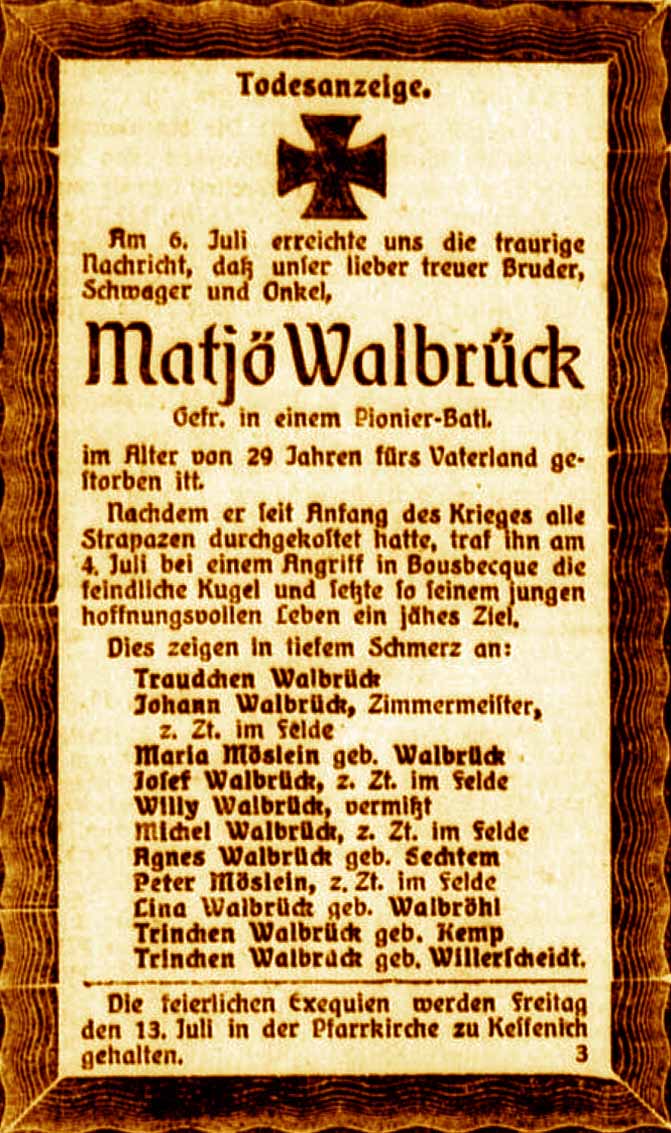 Anzeige im General-Anzeiger vom 11. Juli 1917