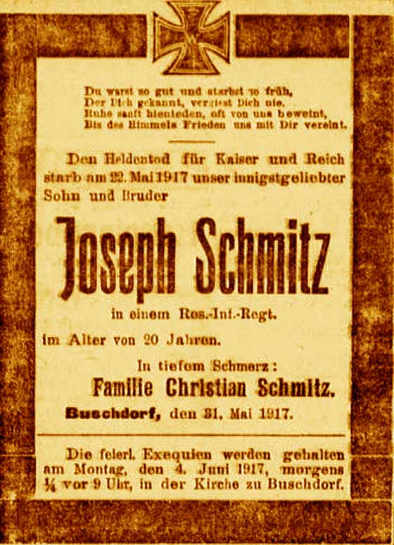 Anzeige in der Deutschen Reichs-Zeitung vom 2. Juni 1917