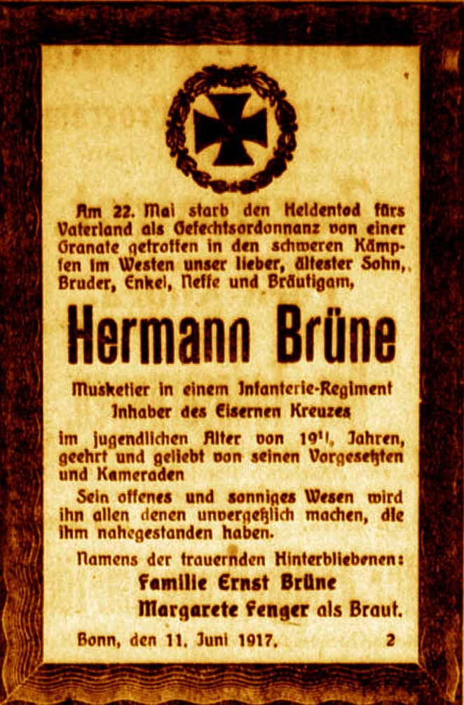 Anzeige im General-Anzeiger vom 12. Juni 1917