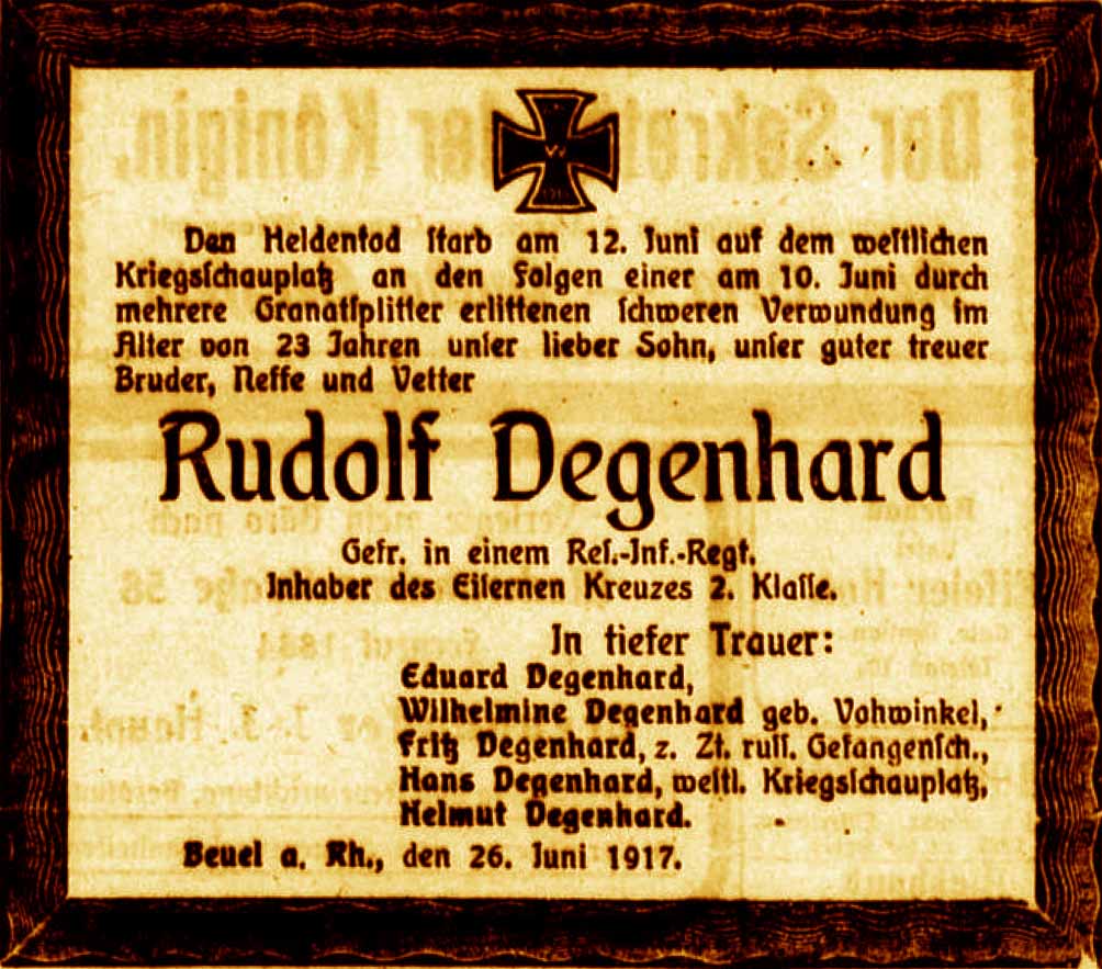 Anzeige im General-Anzeiger vom 26. Juni 1917