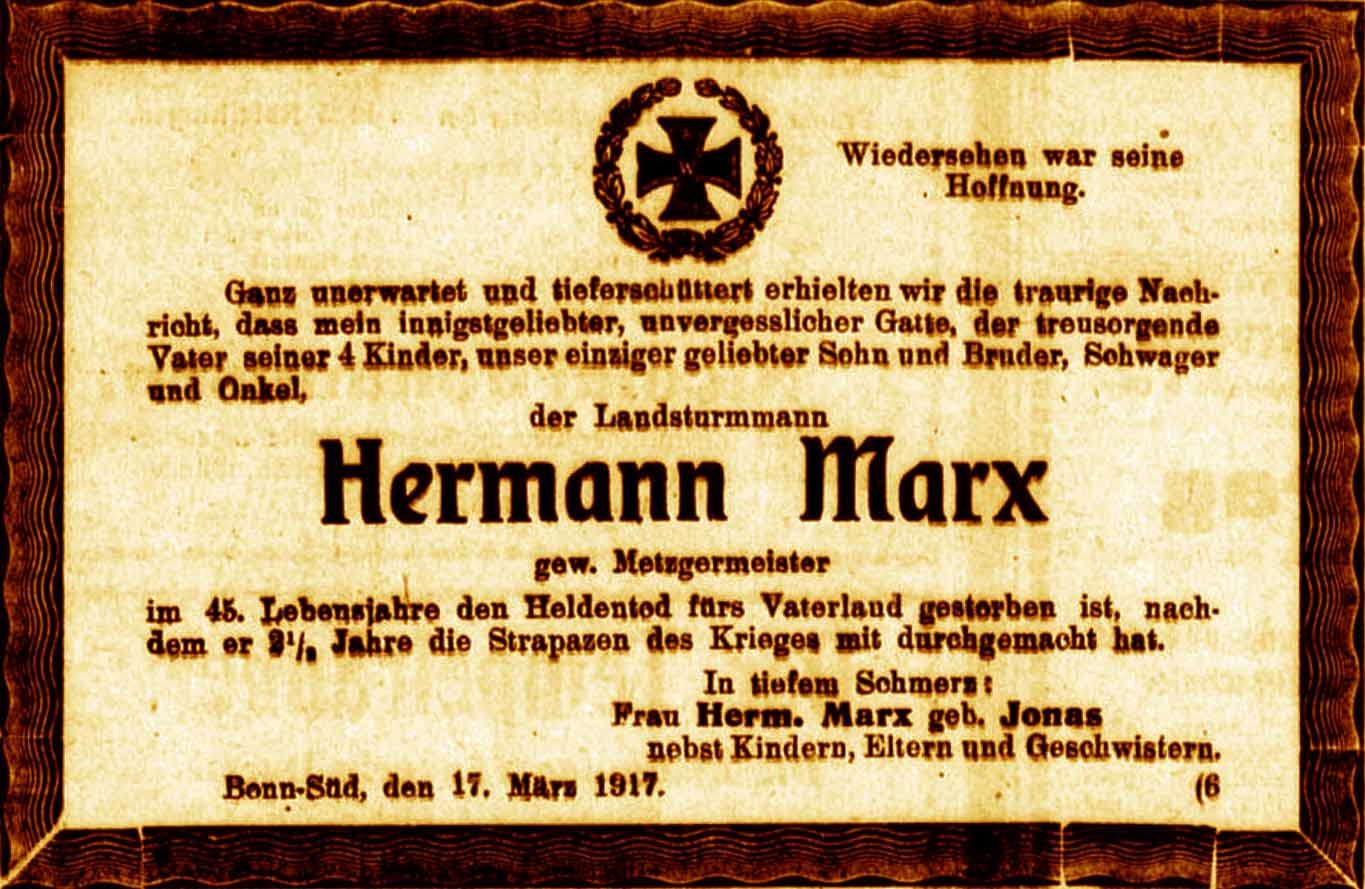 Anzeige im General-Anzeiger vom 17. März 1917