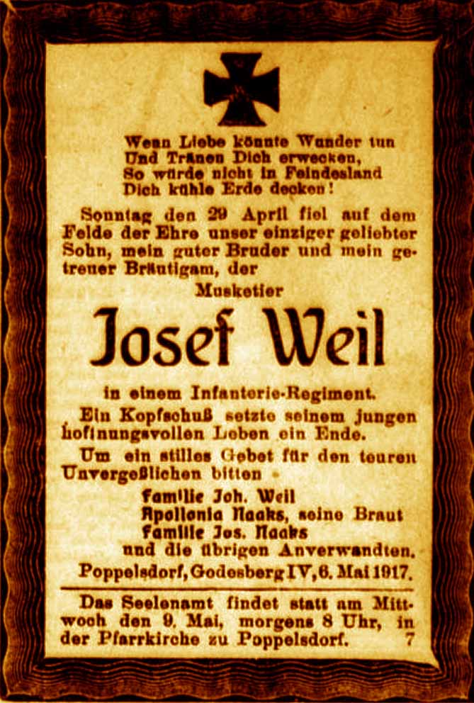 Anzeige im General-Anzeiger vom 6. Mai 1917