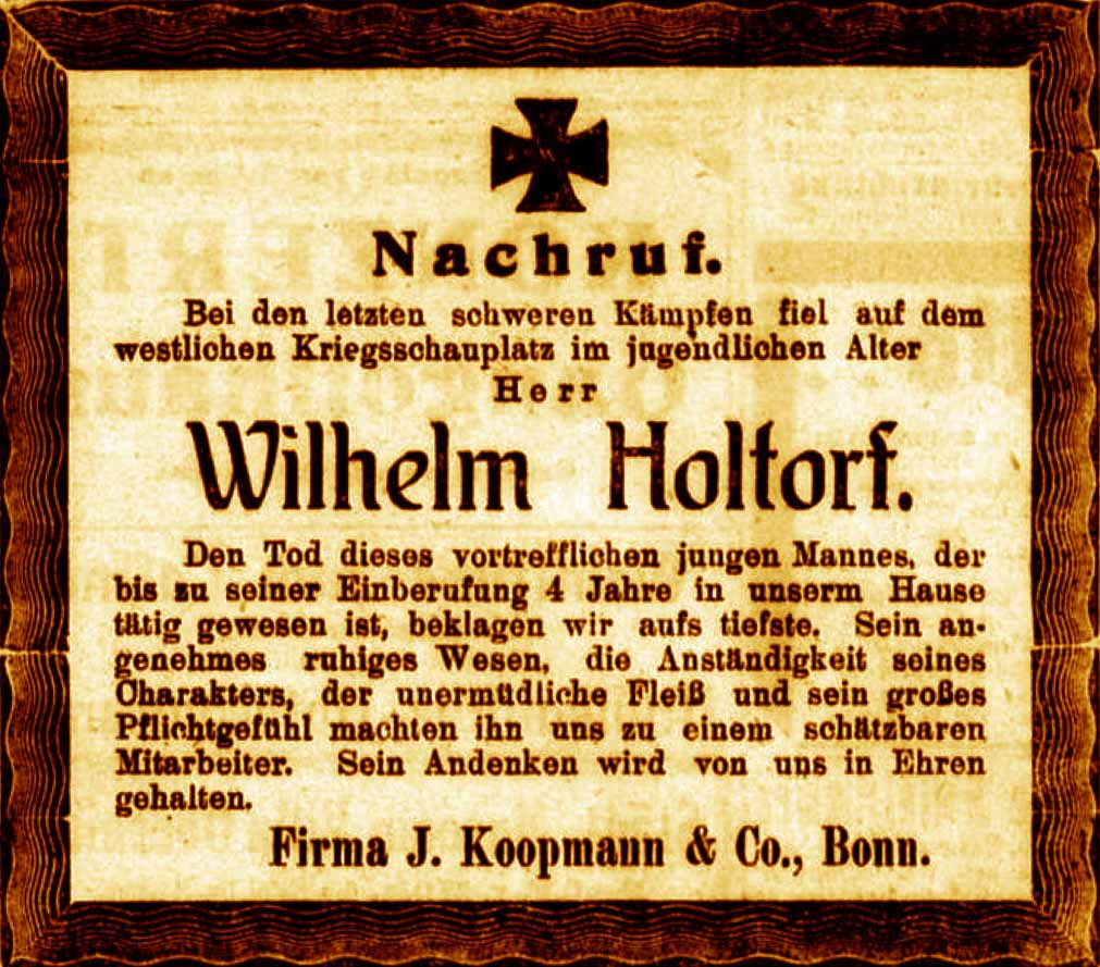 Anzeige im General-Anzeiger vom 6. Mai 1917
