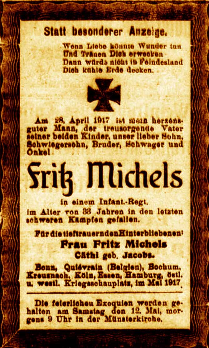 Anzeige im General-Anzeiger vom 10. Mai 1917