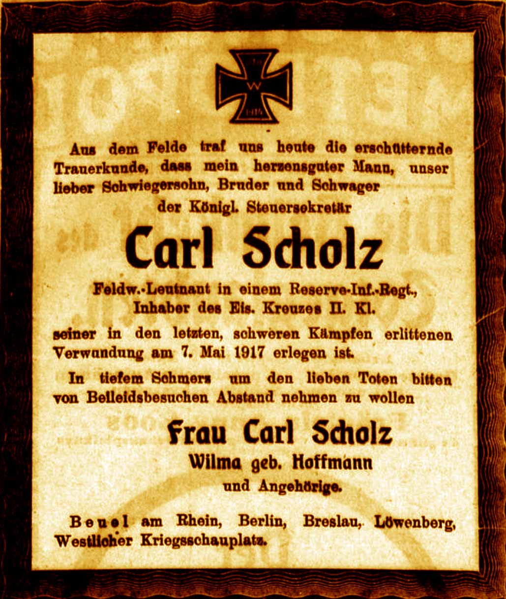 Anzeige im General-Anzeiger vom 12. Mai 1917