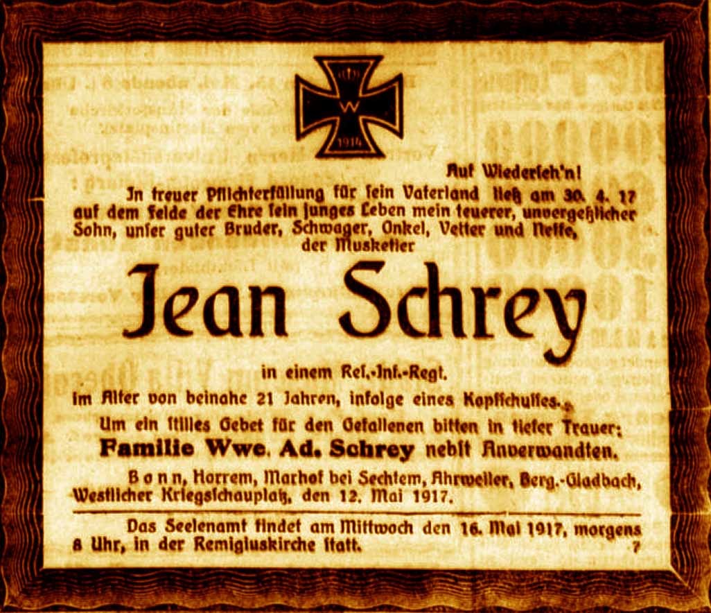 Anzeige im General-Anzeiger vom 13. Mai 1917