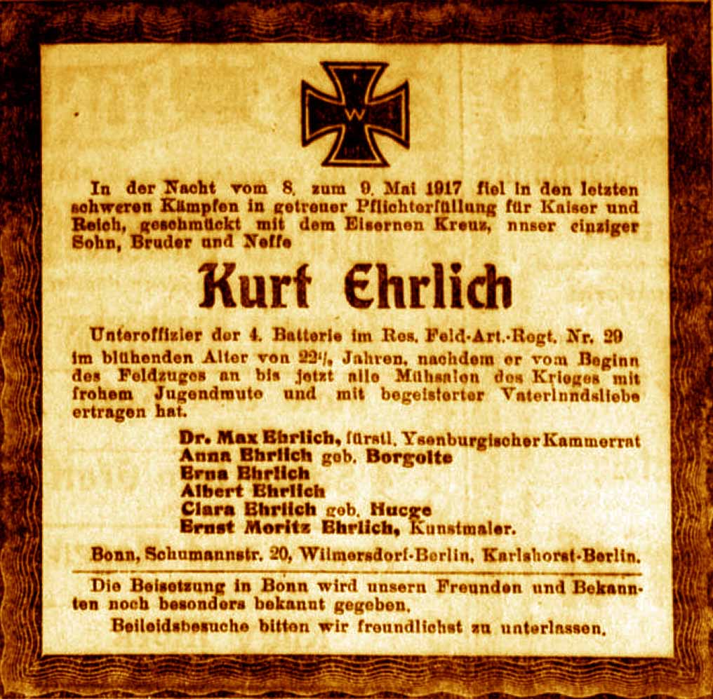Anzeige im General-Anzeiger vom 15. Mai 1917