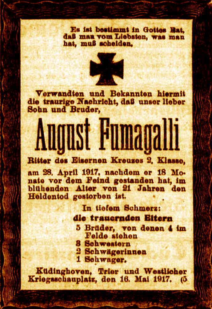 Anzeige im General-Anzeiger vom 18. Mai 1917