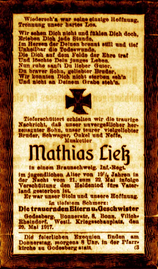 Anzeige im General-Anzeiger vom 30. Mai 1917