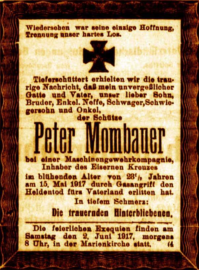 Anzeige im General-Anzeiger vom 31. Mai 1917