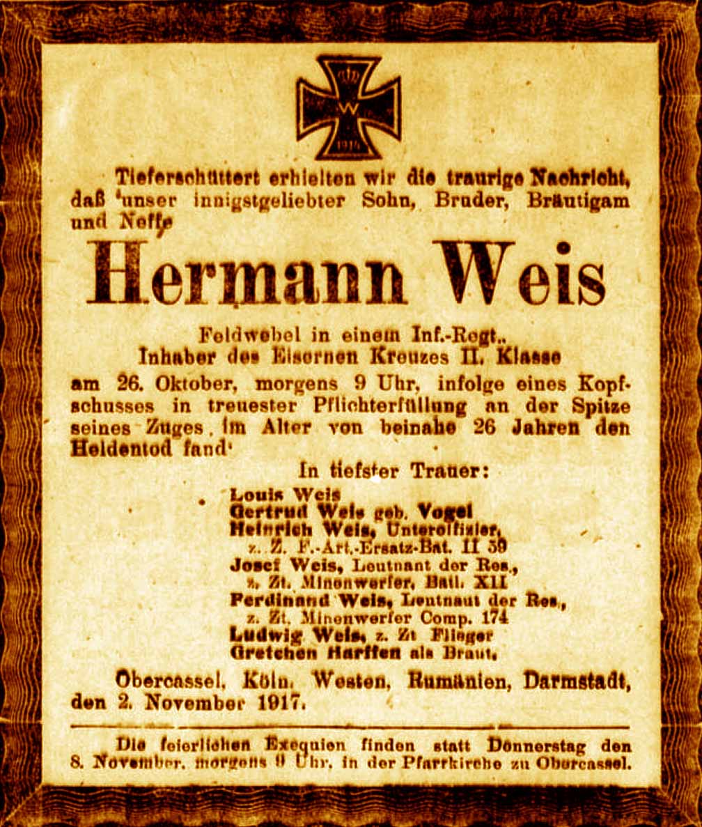 Anzeige im General-Anzeiger vom 3. November 1917