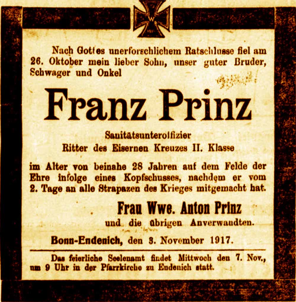 Anzeige in der Deutschen Reichs-Zeitung vom 4. November 1917