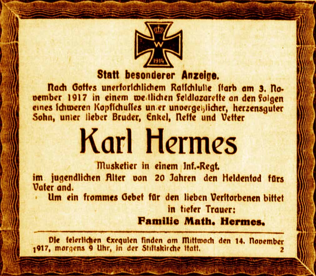 Anzeige im General-Anzeiger vom 13. November 1917