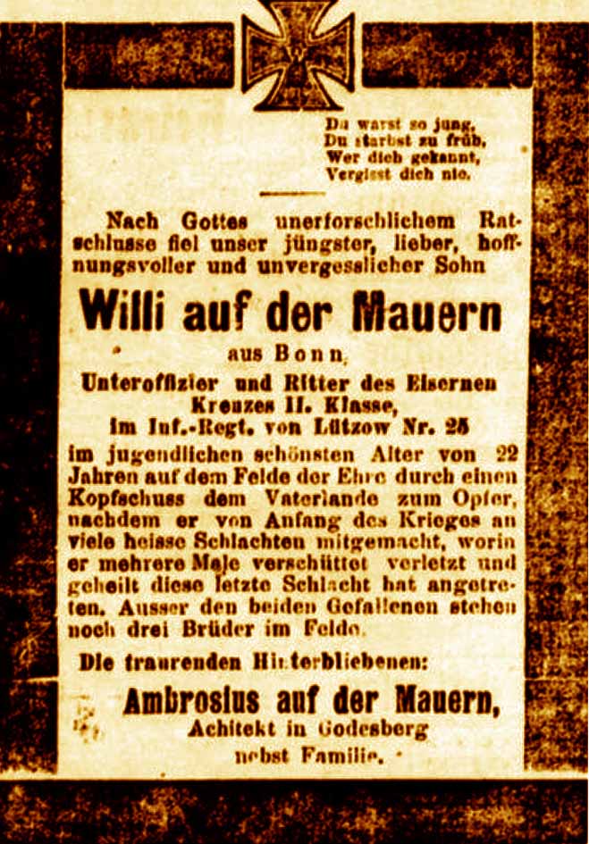 Anzeige in der Deutschen Reichs-Zeitung vom 16. Oktober 1917
