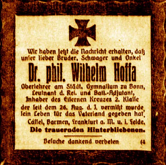 Anzeige im General-Anzeiger vom 18. Oktober 1917