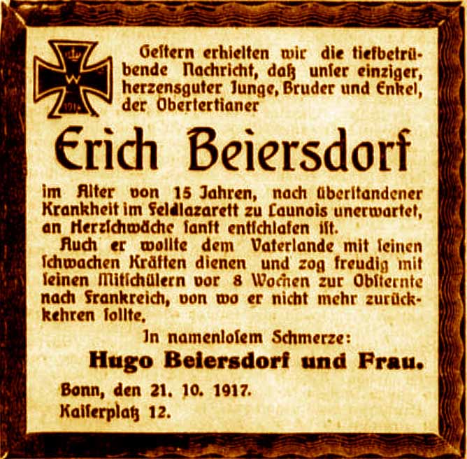 Anzeige im General-Anzeiger vom 23. Oktober 1917