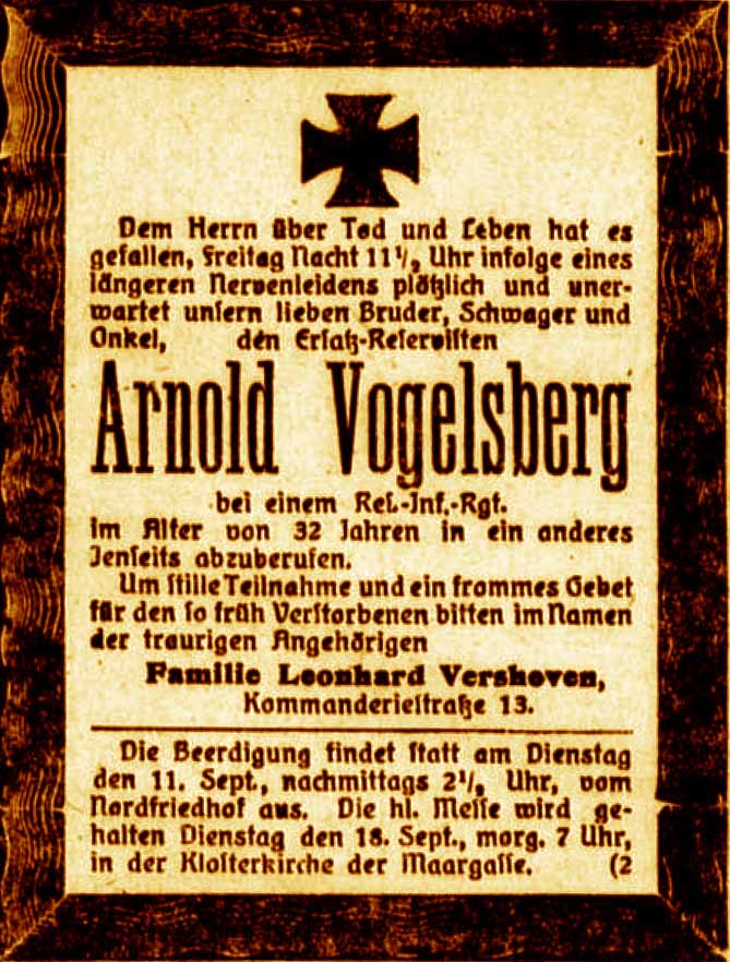 Anzeige im General-Anzeiger vom 11. September 1917