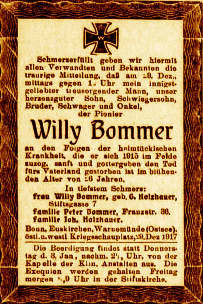 Anzeige im General-Anzeiger vom 1. Januar 1918