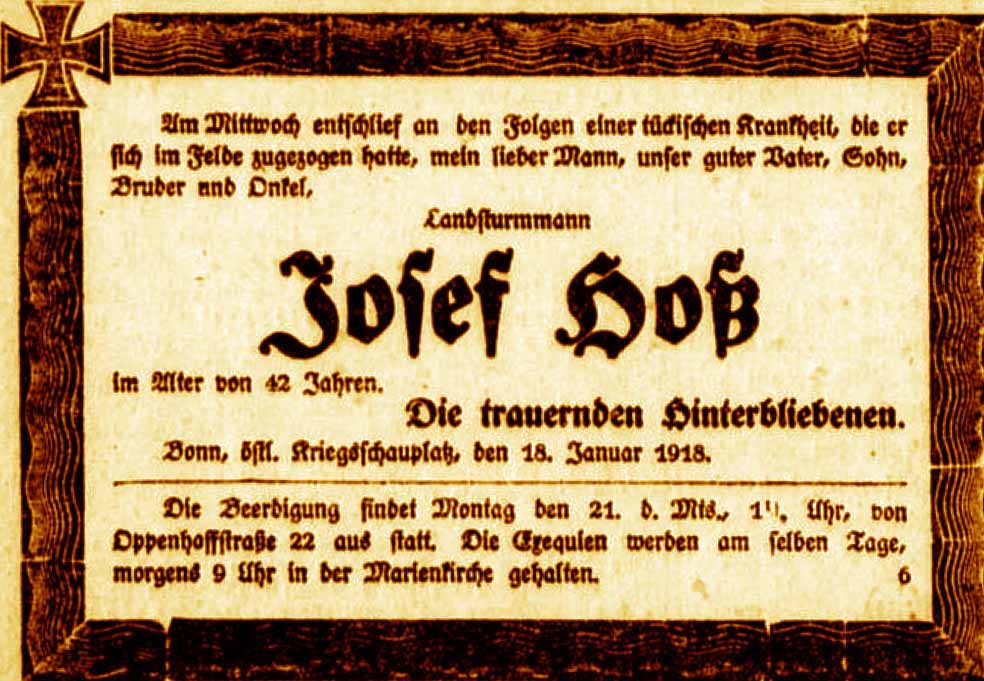 Anzeige im General-Anzeiger vom 19. Januar 1918