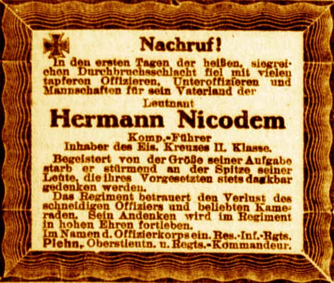 Anzeige im General-Anzeiger vom 6. April 1918