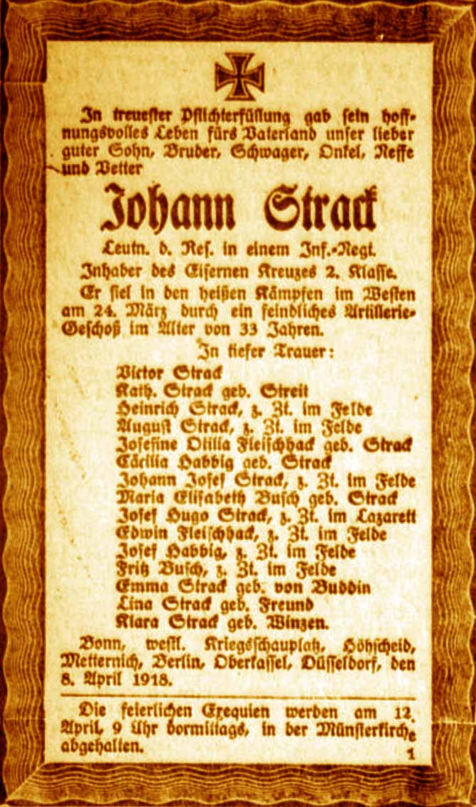 Anzeige im General-Anzeiger vom 8. April 1918