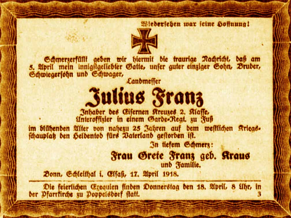 Anzeige im General-Anzeiger vom 17. April 1918