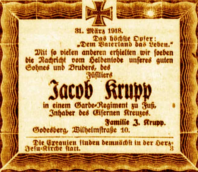 Anzeige im General-Anzeiger vom 17. April 1918
