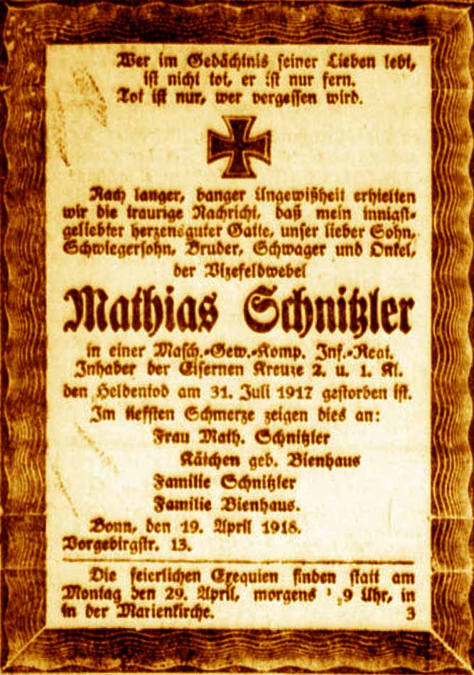 Anzeige im General-Anzeiger vom 24. April 1918