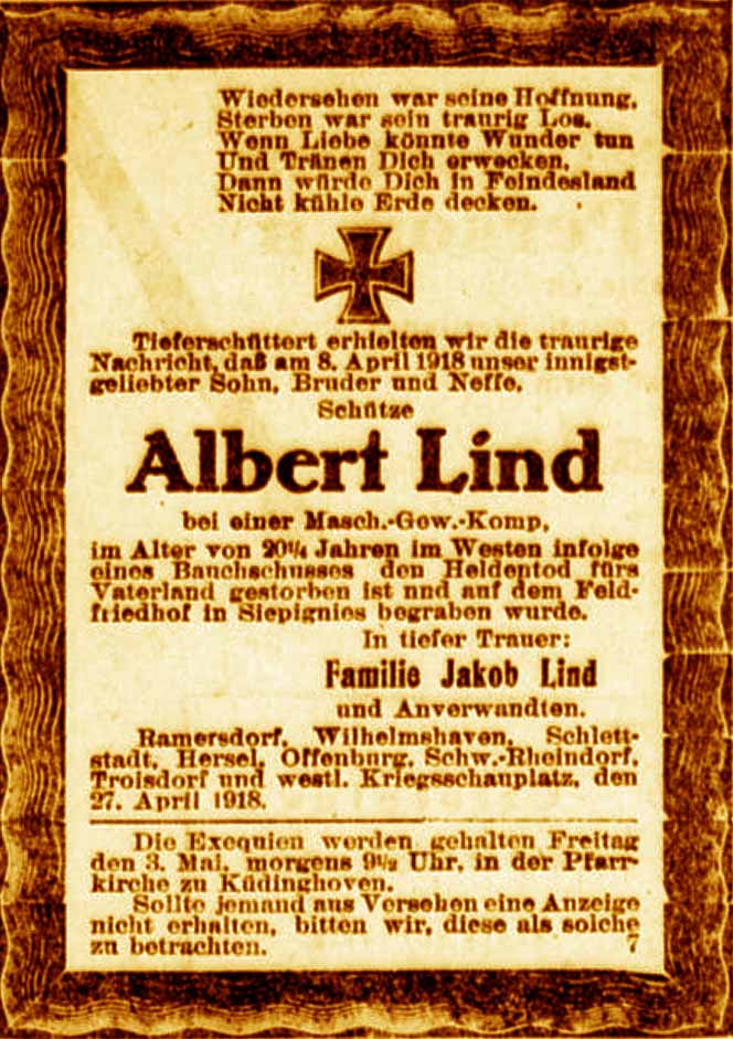Anzeige im General-Anzeiger vom 26. April 1918