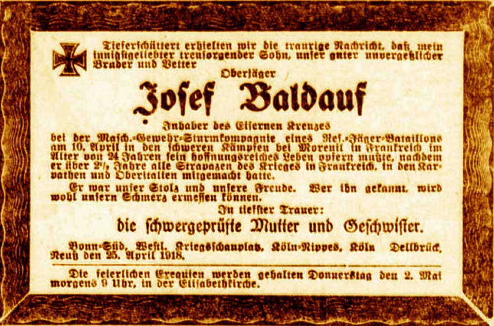 Anzeige im General-Anzeiger vom 26. April 1918