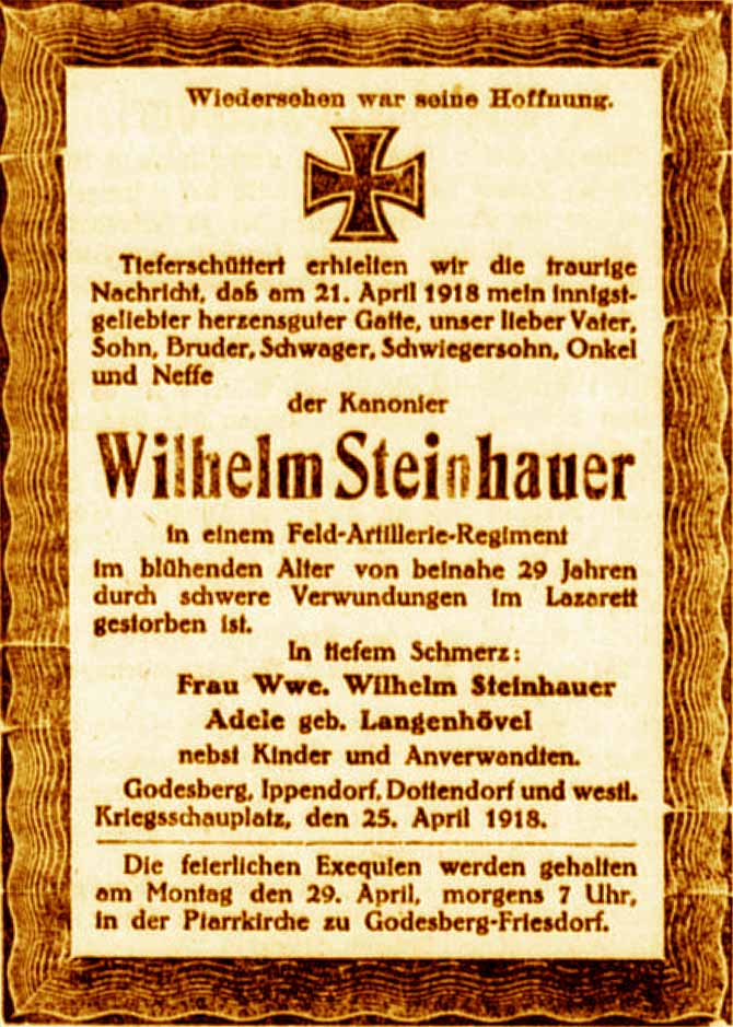 Anzeige im General-Anzeiger vom 26. April 1918