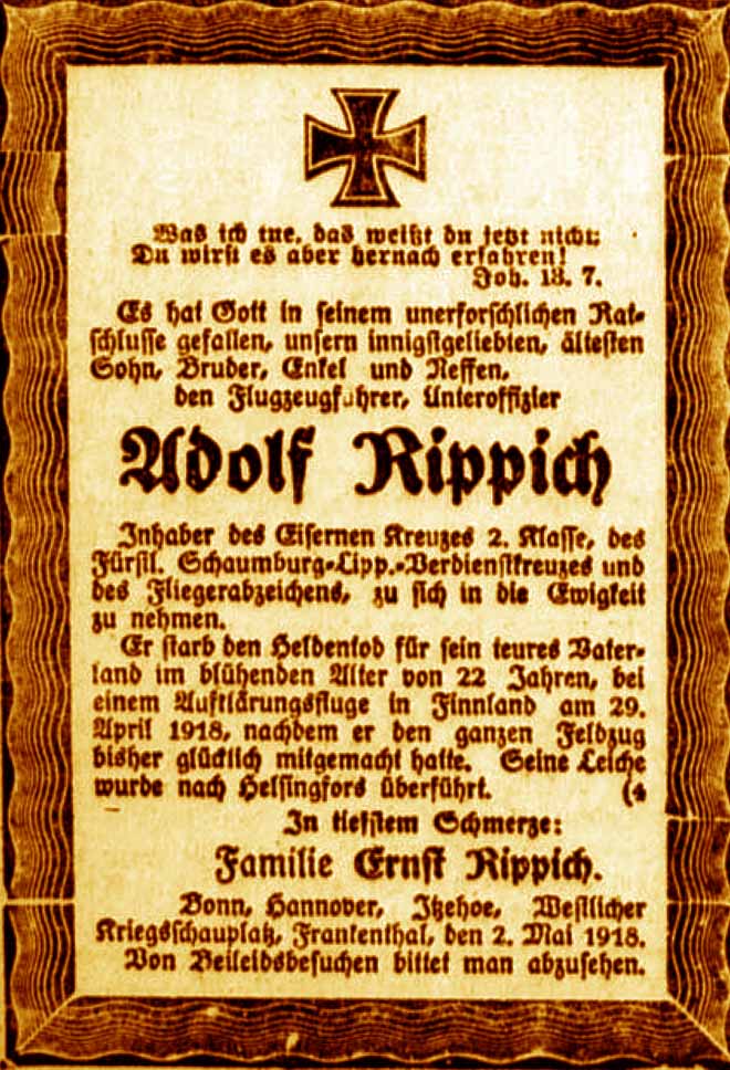 Anzeige im General-Anzeiger vom 2. Mai 1918