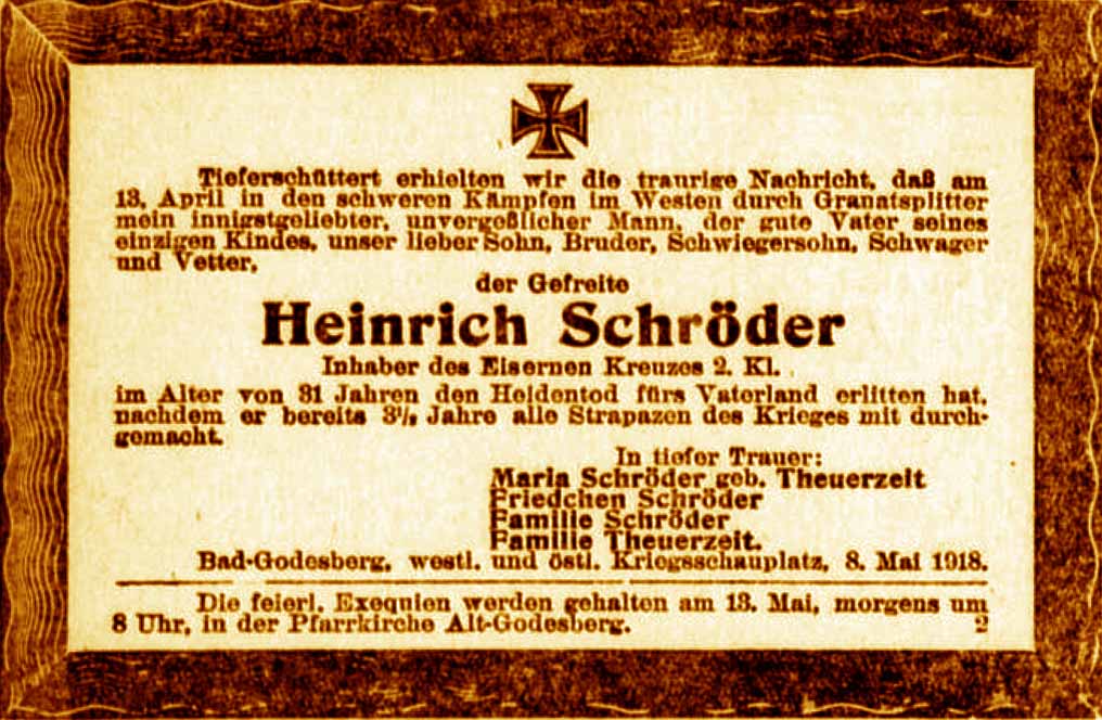 Anzeige im General-Anzeiger vom 7. Mai 1918