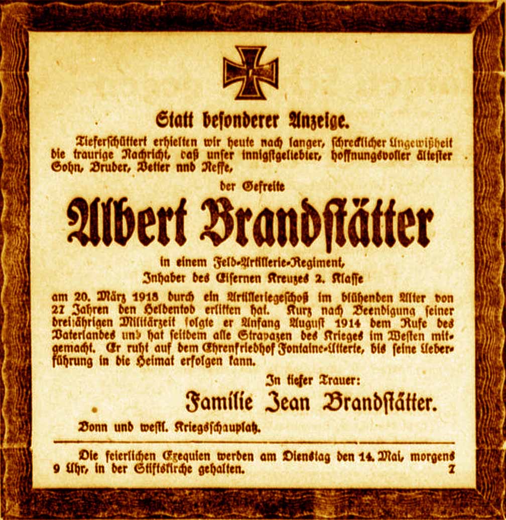 Anzeige im General-Anzeiger vom 12. Mai 1918