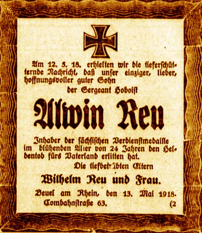 Anzeige im General-Anzeiger vom 14. Mai 1918