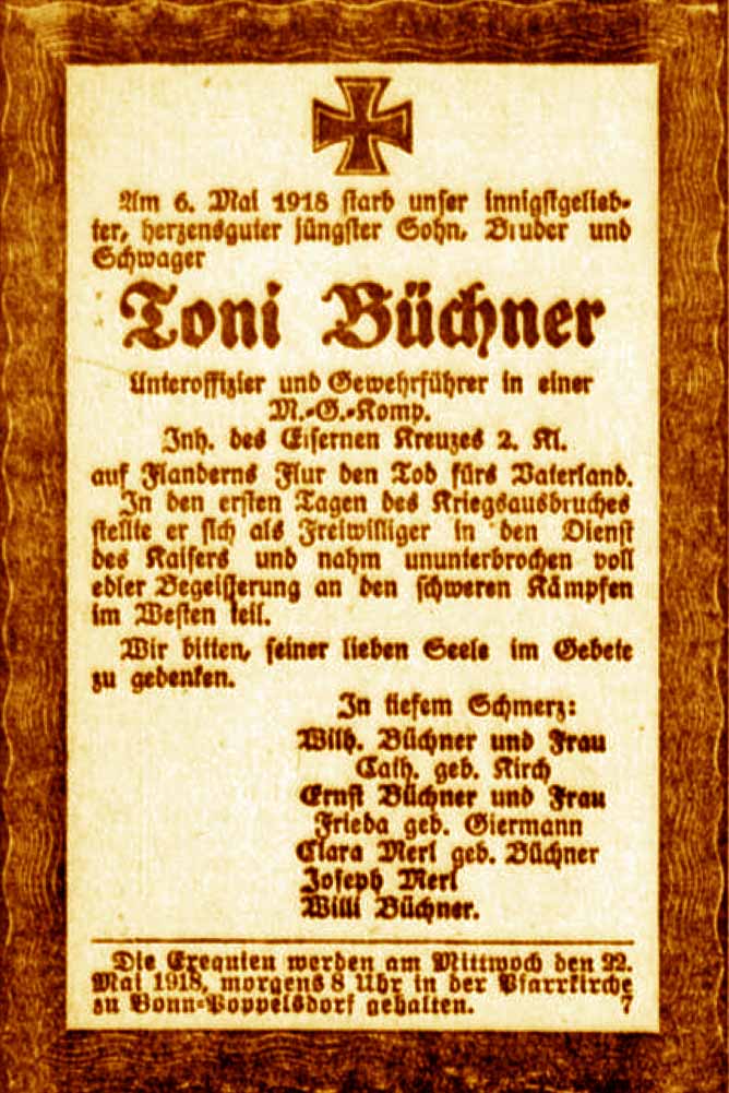 Anzeige im General-Anzeiger vom 19. Mai 1918